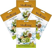 Masking Beauty Skin Glowing, Skin Lightening, Calming, Fairness, Natural Serum Facial Sheet Mask (Kiwi) Suitable for...