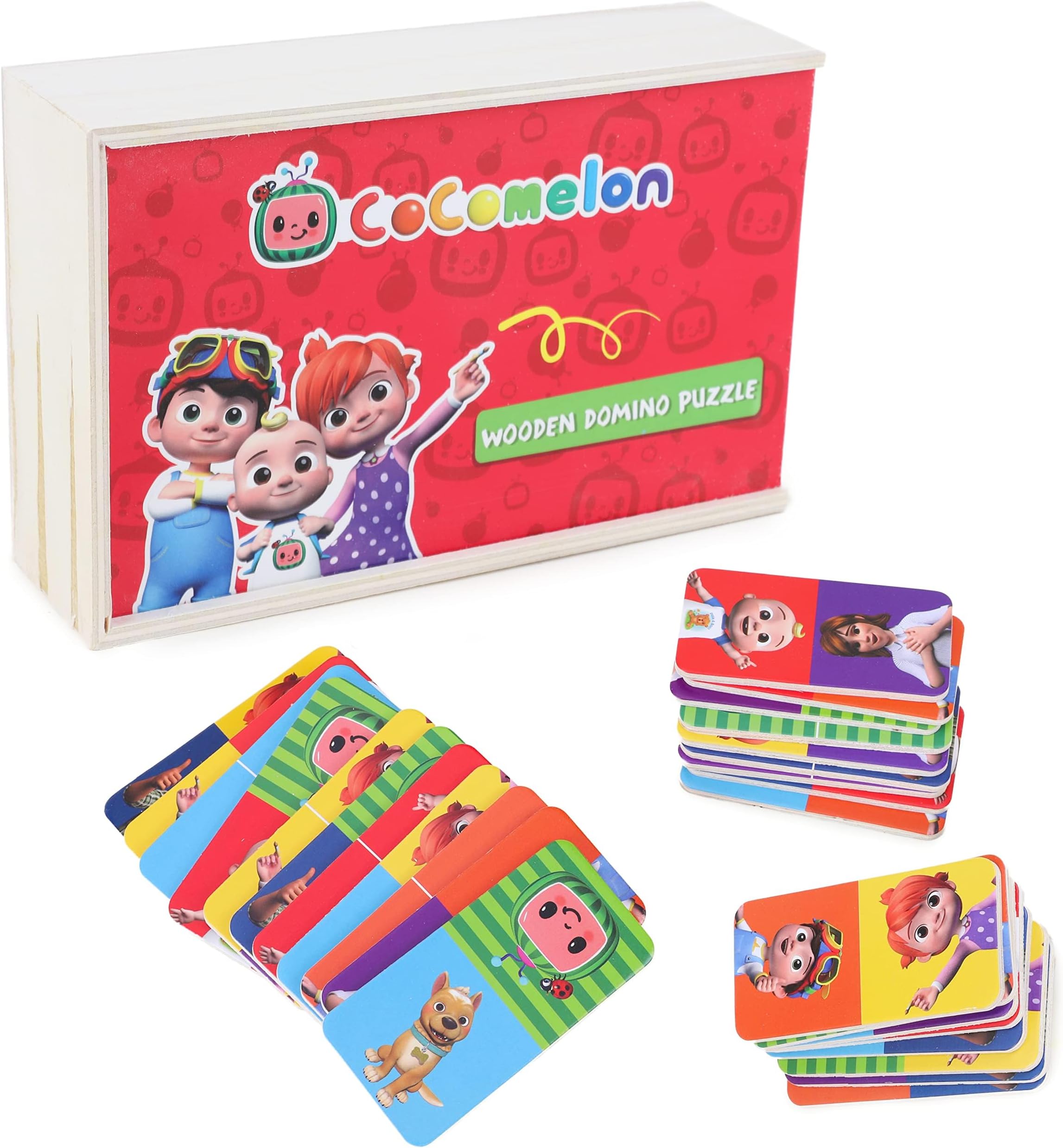 Toyland® Cocomelon Wooden Domino Puzzle Game - Traditional Childrens Toys - Dominoes - Age 3+