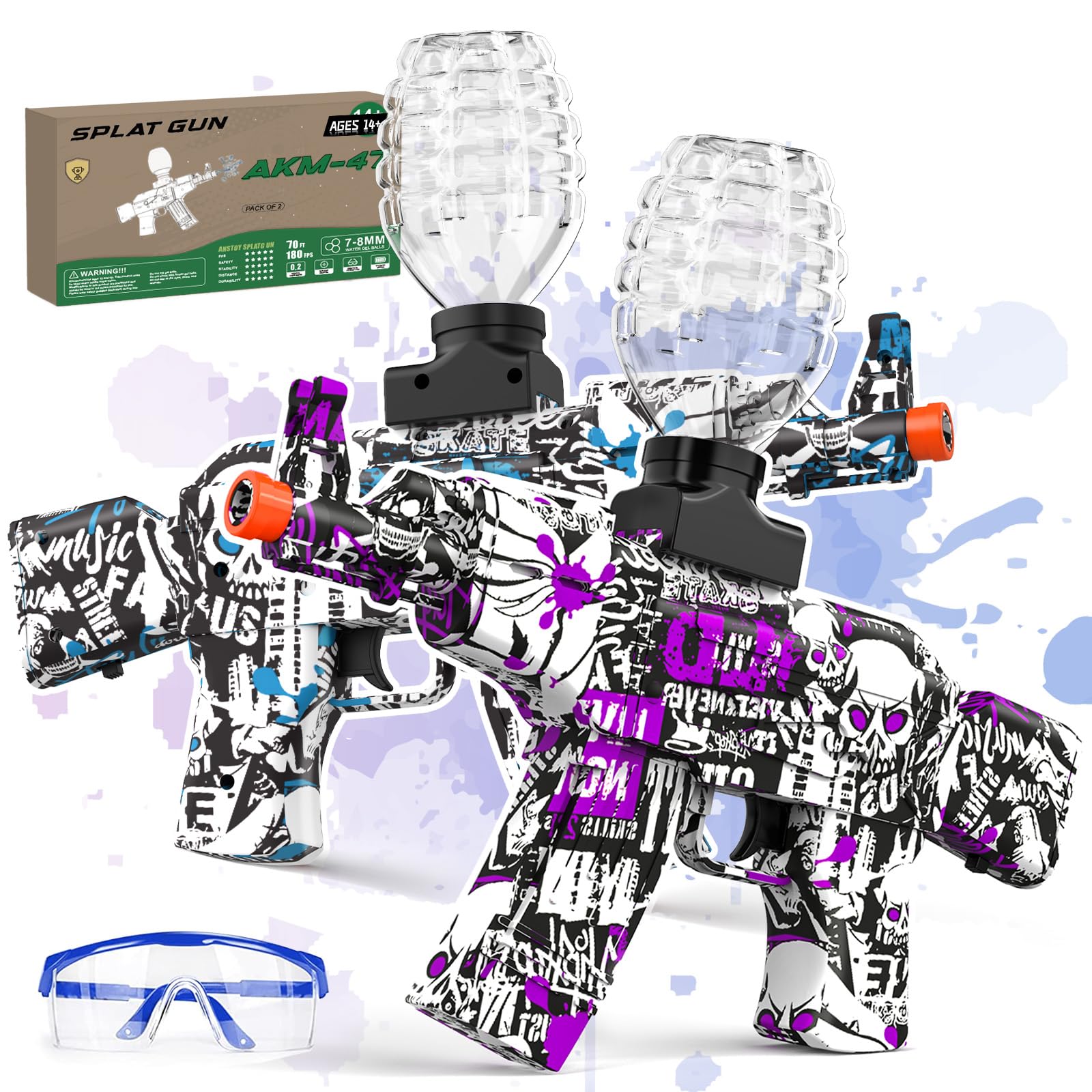 Amazon.com: AKM-47 2-Pack Gel Ball Blaster Gun — Electric Gel Gun