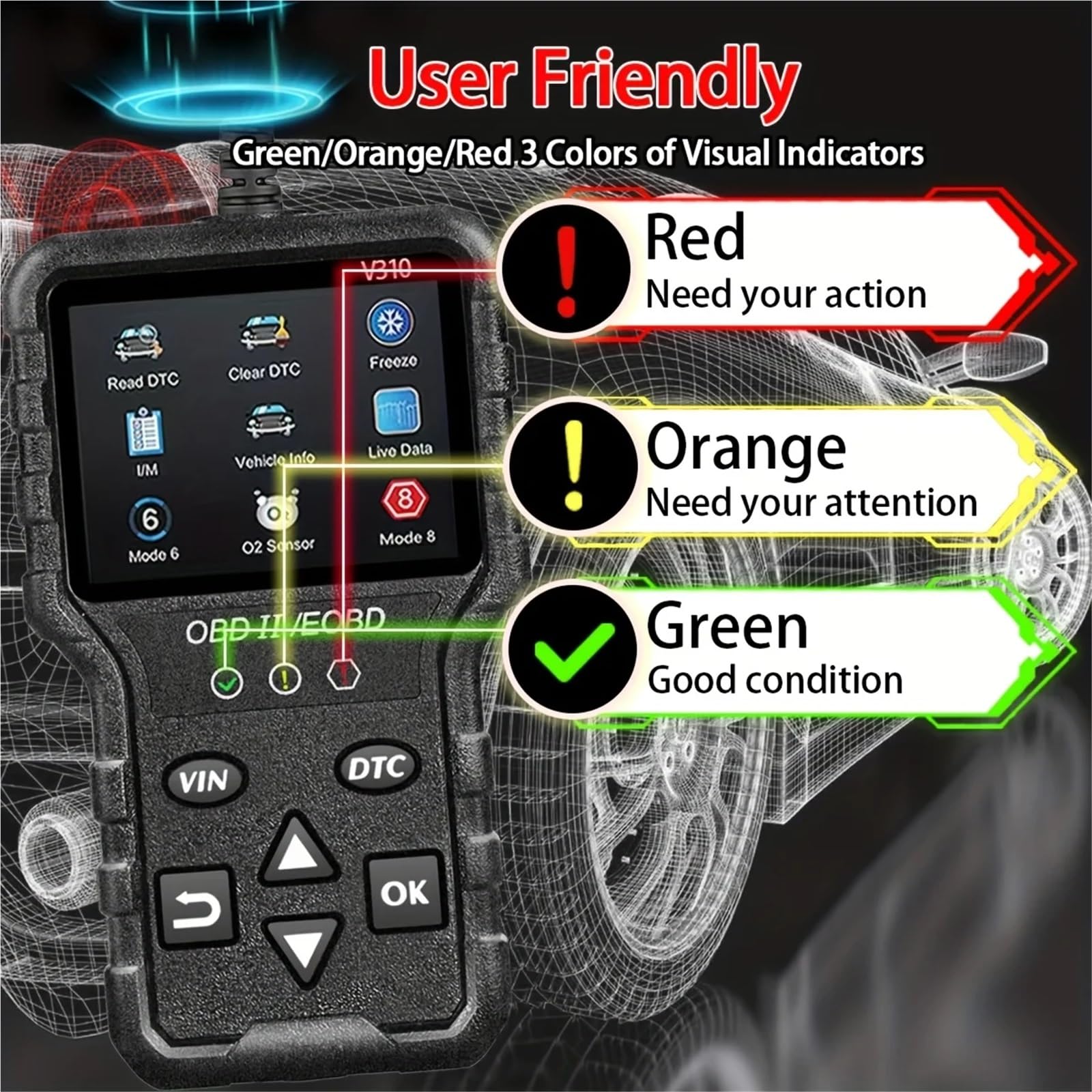 Car Voltage Tester Engine Fault Code Reader Obd2 V310 Scanner Diagnostic Tool Can Charging Suitable