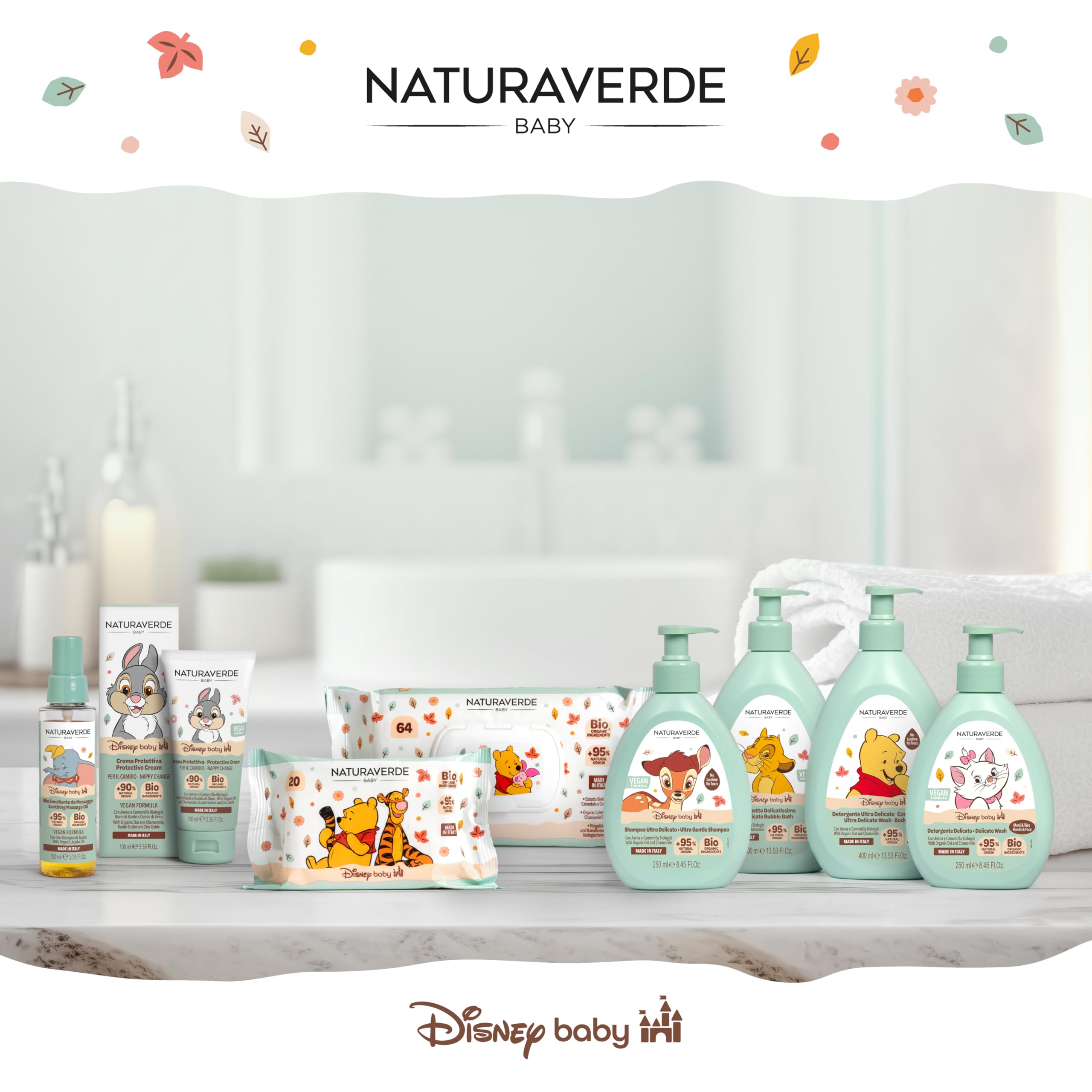 NATURAVERDE - Disney Baby Dumbo, Olio Massaggi Nutriente e Lenitivo 100ml, Con Estratti Vegetali, Ideale per Neonati