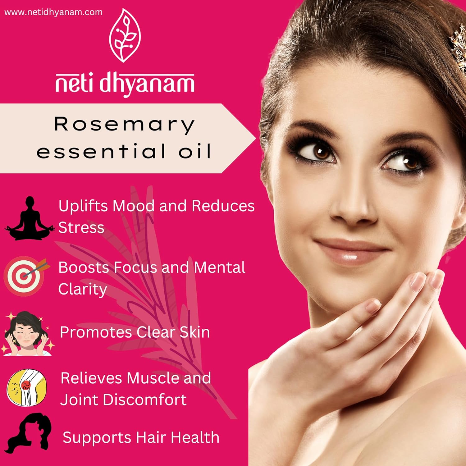 Neti Dhyanam Eucalyptus, Rosemary and Ilang Ilang Essential Oil | Rejuvenated, ideal for meditation and upliftment. Each pack 15ml (pack of 3) Neti Dhyanam Eucalyptus, Rosemary and Ilang Ilang Essential Oil | Rejuvenated, ideal for meditation and upliftment. Each pack 15ml (pack of 3)