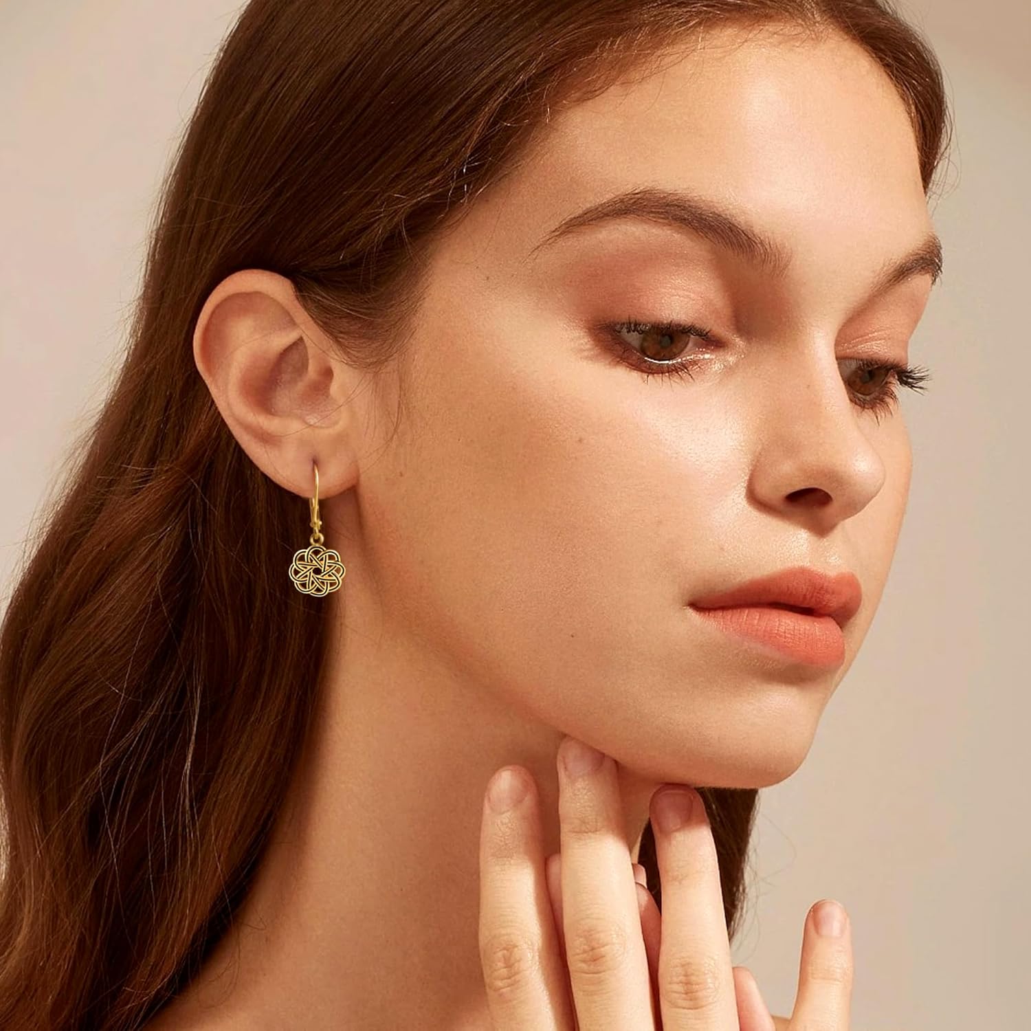 925 Sterling Silver Dangle Drop Earrings for Women girls, 14K Gold Trendy Celtic Knot Leverback Dangle Earrings, Lightweight Hypoallergenic Jewelry - Image 6