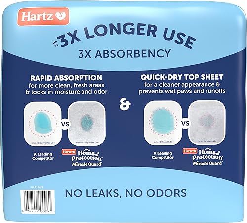Miniatura 2 de Hartz Home Protection Miracle Guard - Almohadillas para perros, tamaño regular, 50 unidades, 3 veces de absorción y 3 veces más de uso, no gotean ni