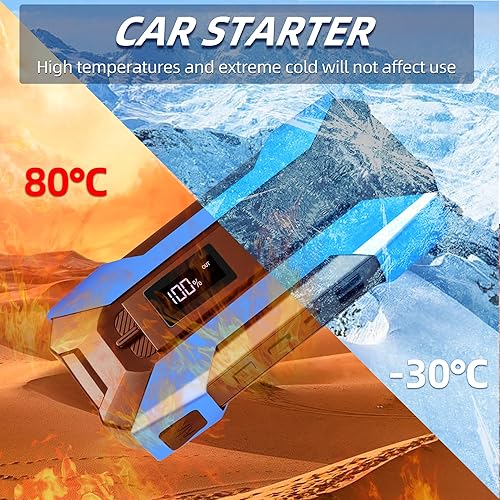 Miniatura 4 de Paquete de batería de arranque de coche de 2000 A, caja de salto de 12 V para arrancador de batería de automóvil portátil (para todo gas y diesel de