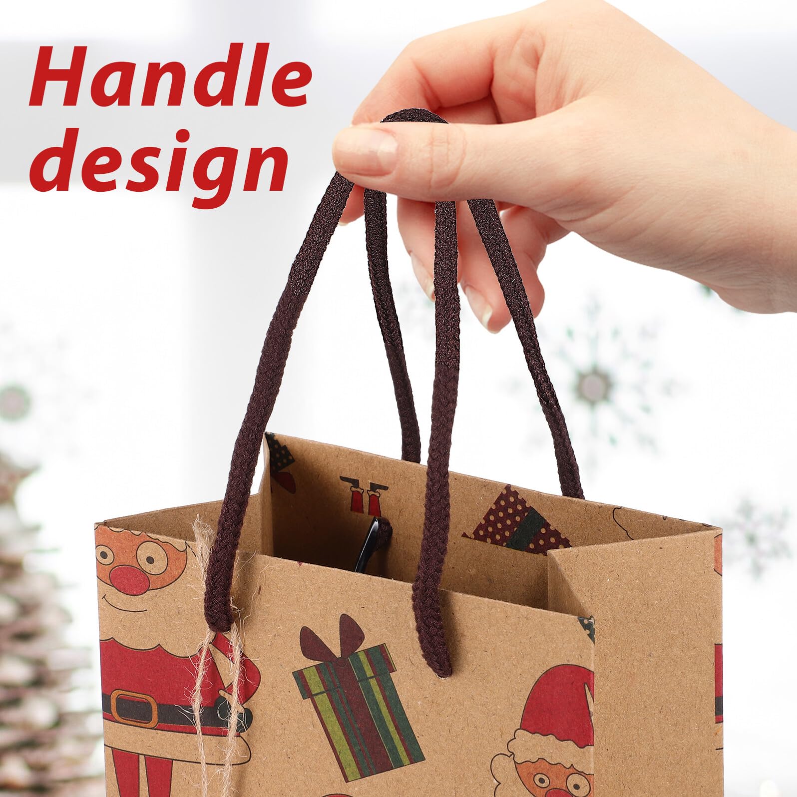 MOLUCKFU 12 Pezzi Sacchetti Regalo Bottiglie Vino Natale in Kraft Resistente e Riutilizzabile Borse Porta Vino Decorativi per Feste e Regali Natalizi