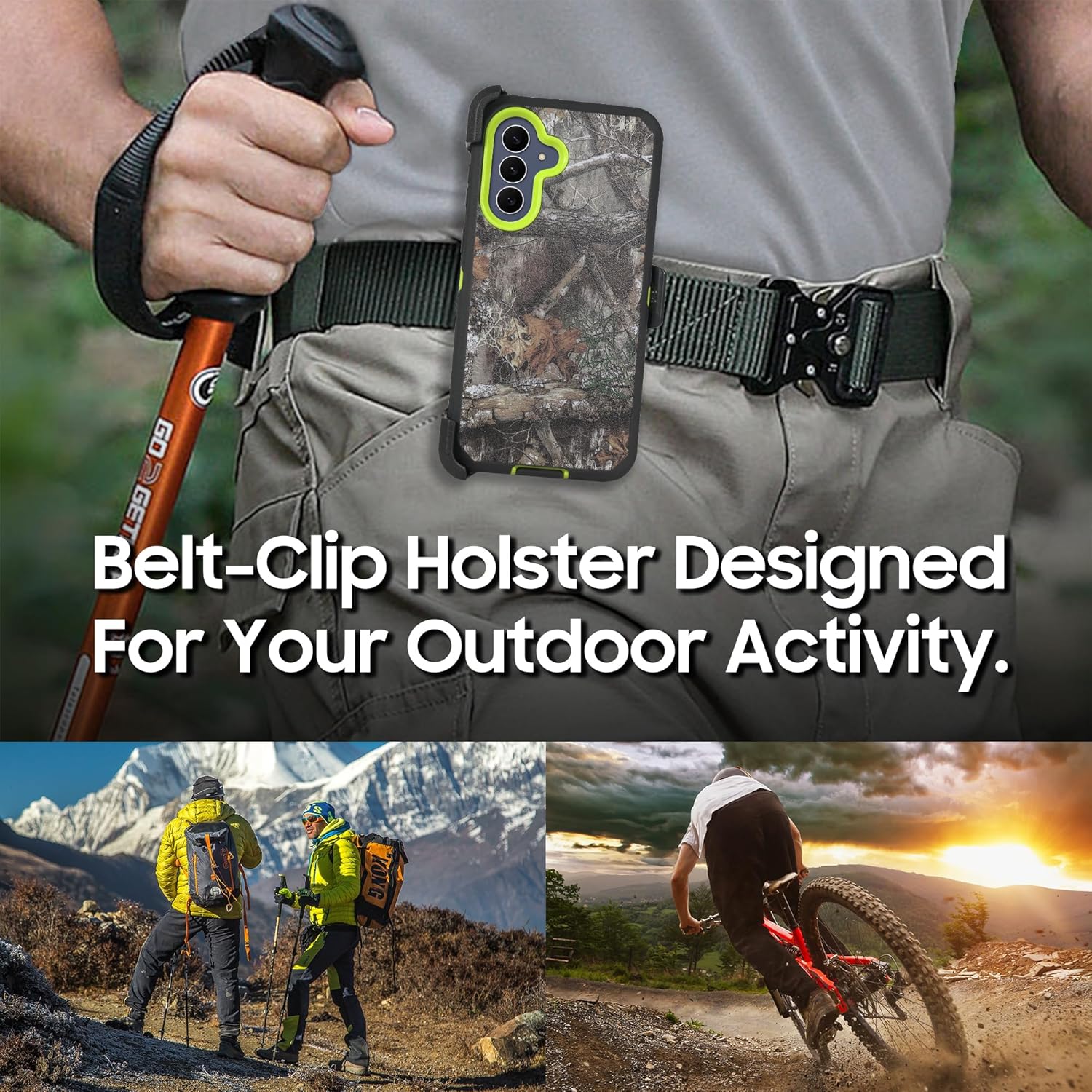 Compatible for Samsung S25 FE, Built in Screen Protector, Belt Clip Holster Heavy Duty Defender Case Dustproof Shockproof Protection (Camo Green) - Image 5