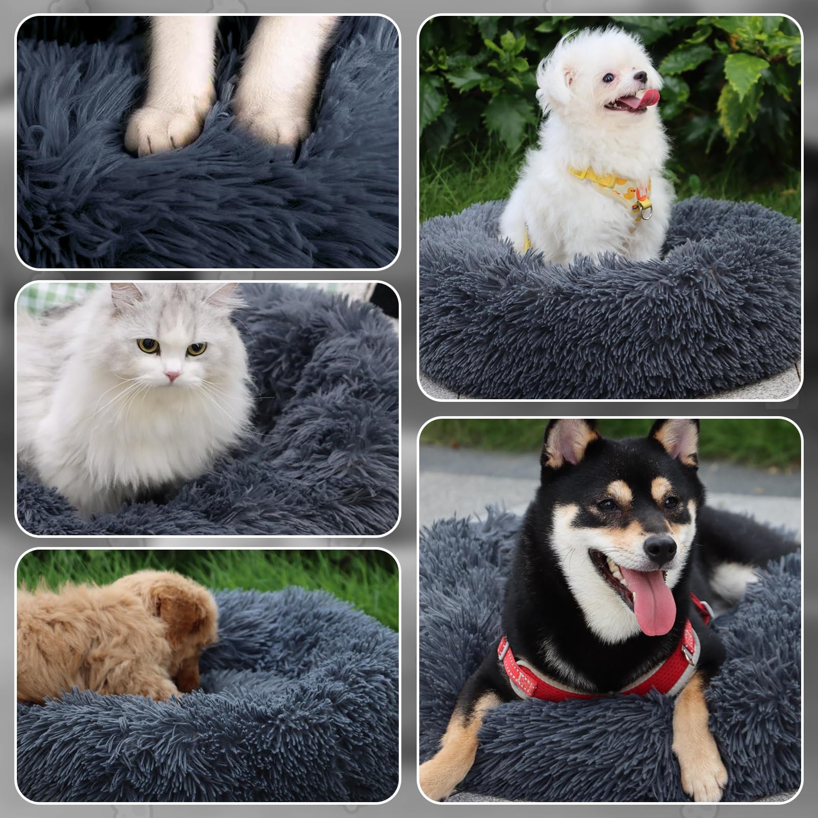 MDDK DY Cuccia Cane Interno, Cuccia Gatto Morbido Lavabile e Confortevole, Cuscino Cane Taglia Media e Grande,Letto Per Gatti e Cani Domestici a Ciambella (70 * 23CM Grigio Scuro)