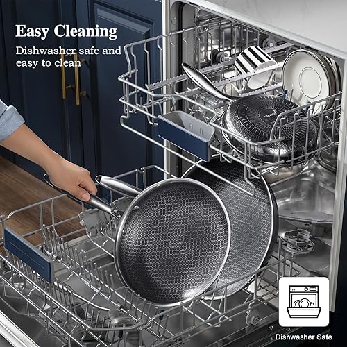 Miniatura 8 de Sartén antiadherente de 8 pulgadas con tapa, sartén de acero inoxidable con superficie de panal, compatible con inducción, apto para horno y