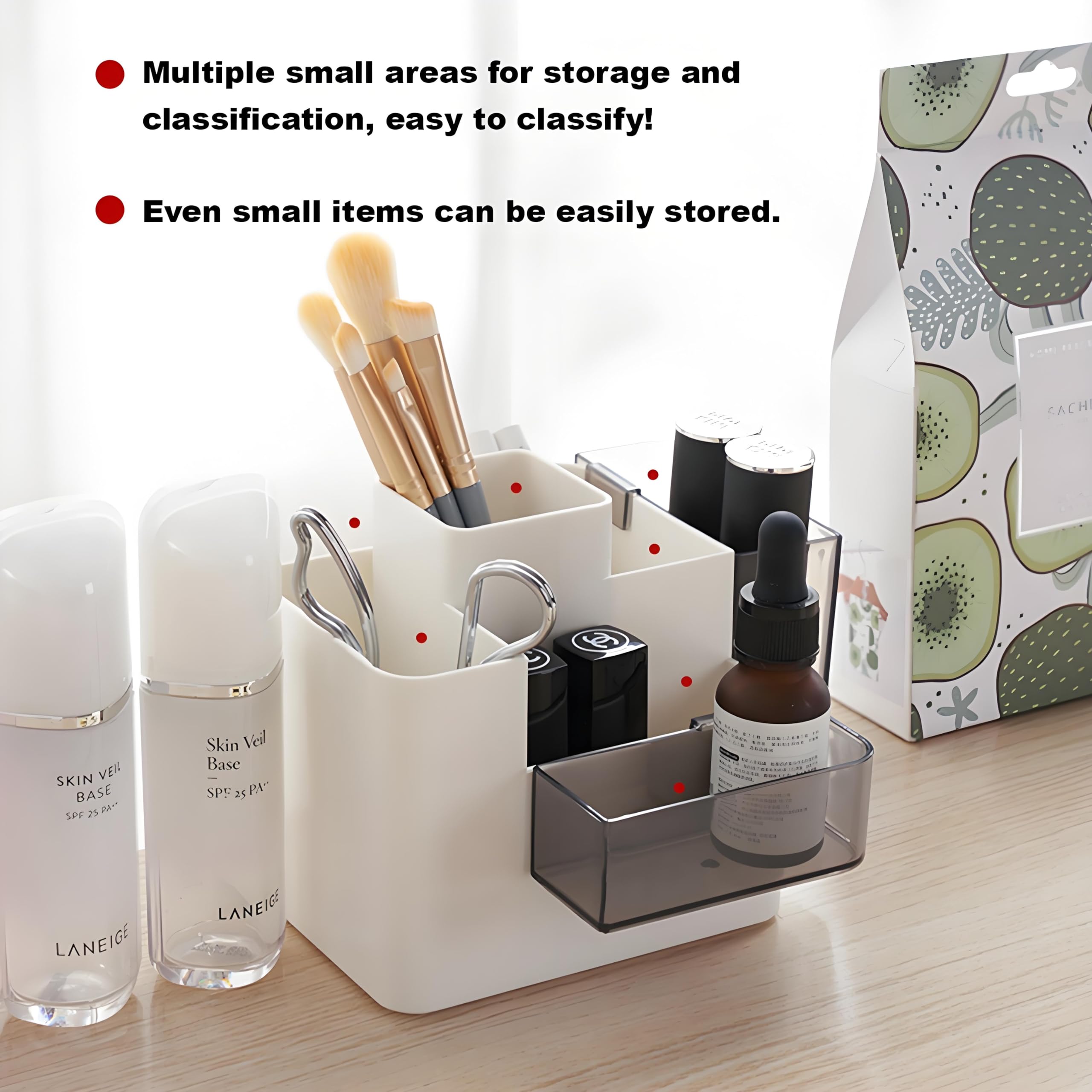 Organizador De Escritorio Con 4 Compartimentos + 2 Cajones Extraíbles - Soporte Para Lápices Y Accesorios De Oficina