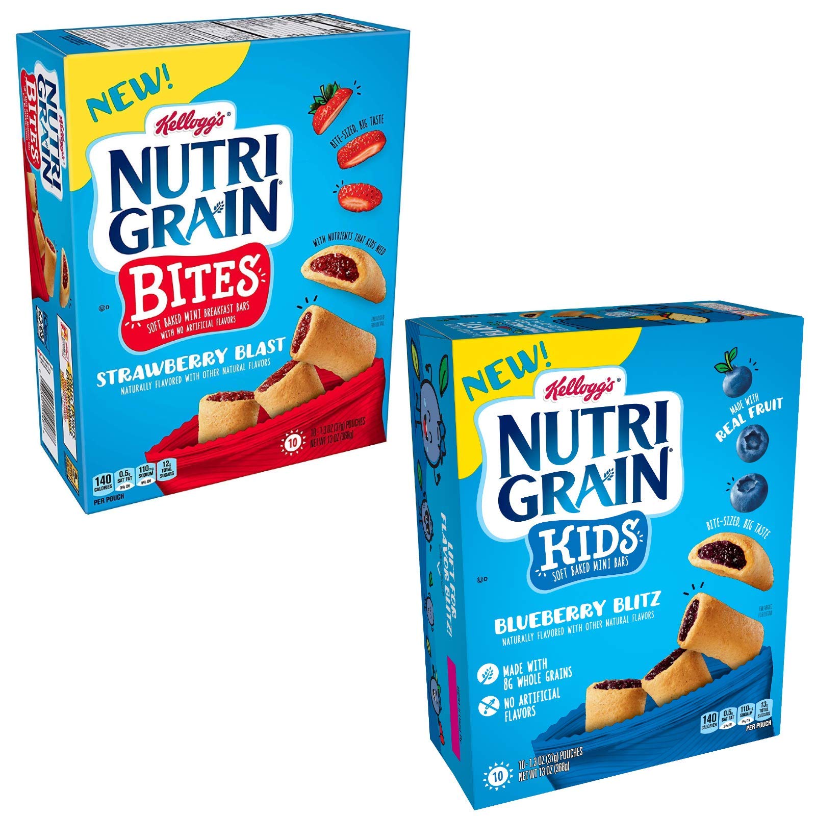 Nutri-Grain Mini Bites Blueberry Blitz and Strawberry Blast Bundle, 13 Ounce