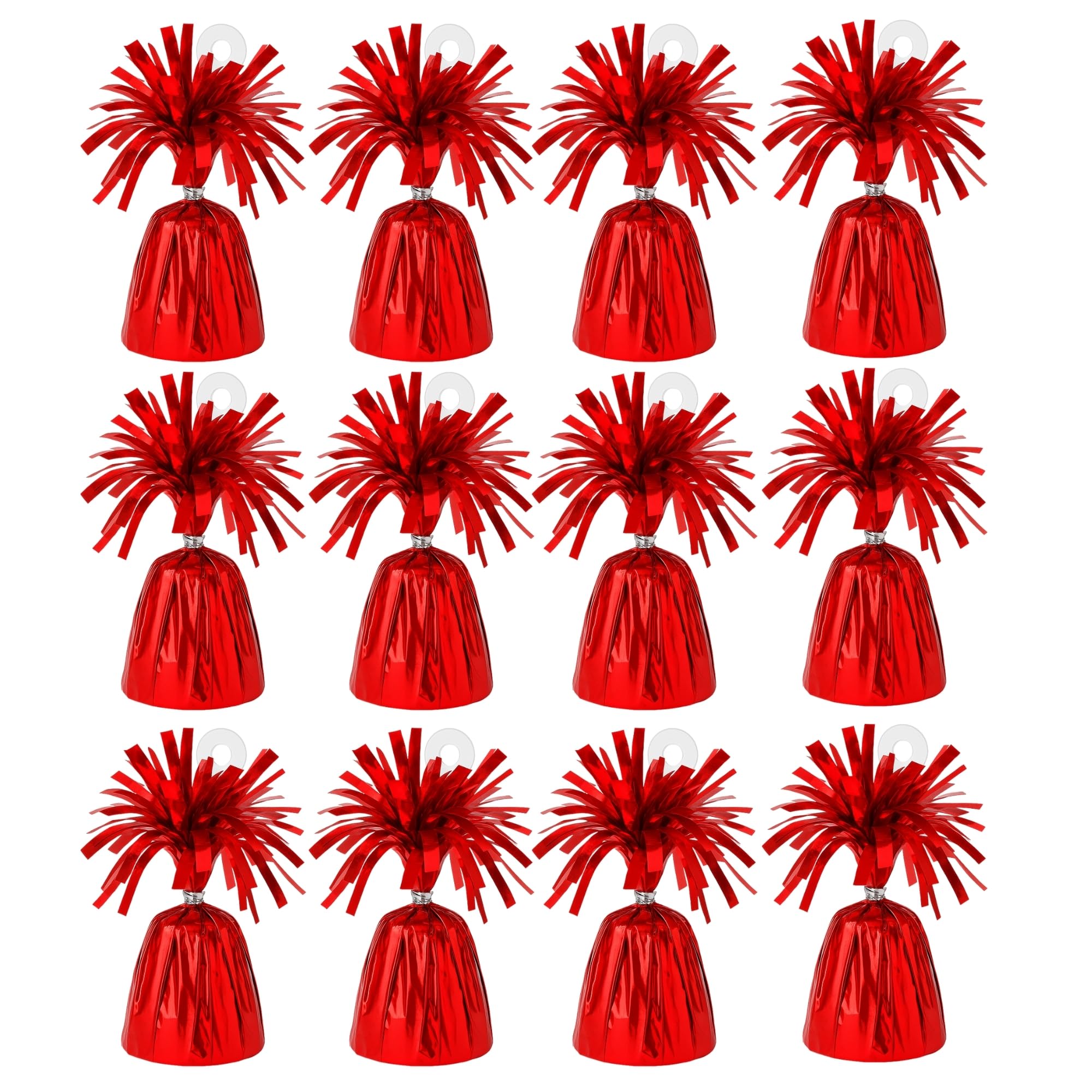 Foil Balloon Weights for Helium Balloons | Metallic Foil Balloon Holder | Birthday Parties, Events & Wedding Celebrations Decoration Accessory (Red, Pack of 12)