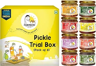 FarmDidi Nani's Special Pickle Trial Pack Of 8|Authentic Homemade Traditional Achar & Chutney|TV Featured|Spicy & Sweet Pickles|No Artificial Preservatives|Less Or No Oil|Sun-Dried Achar