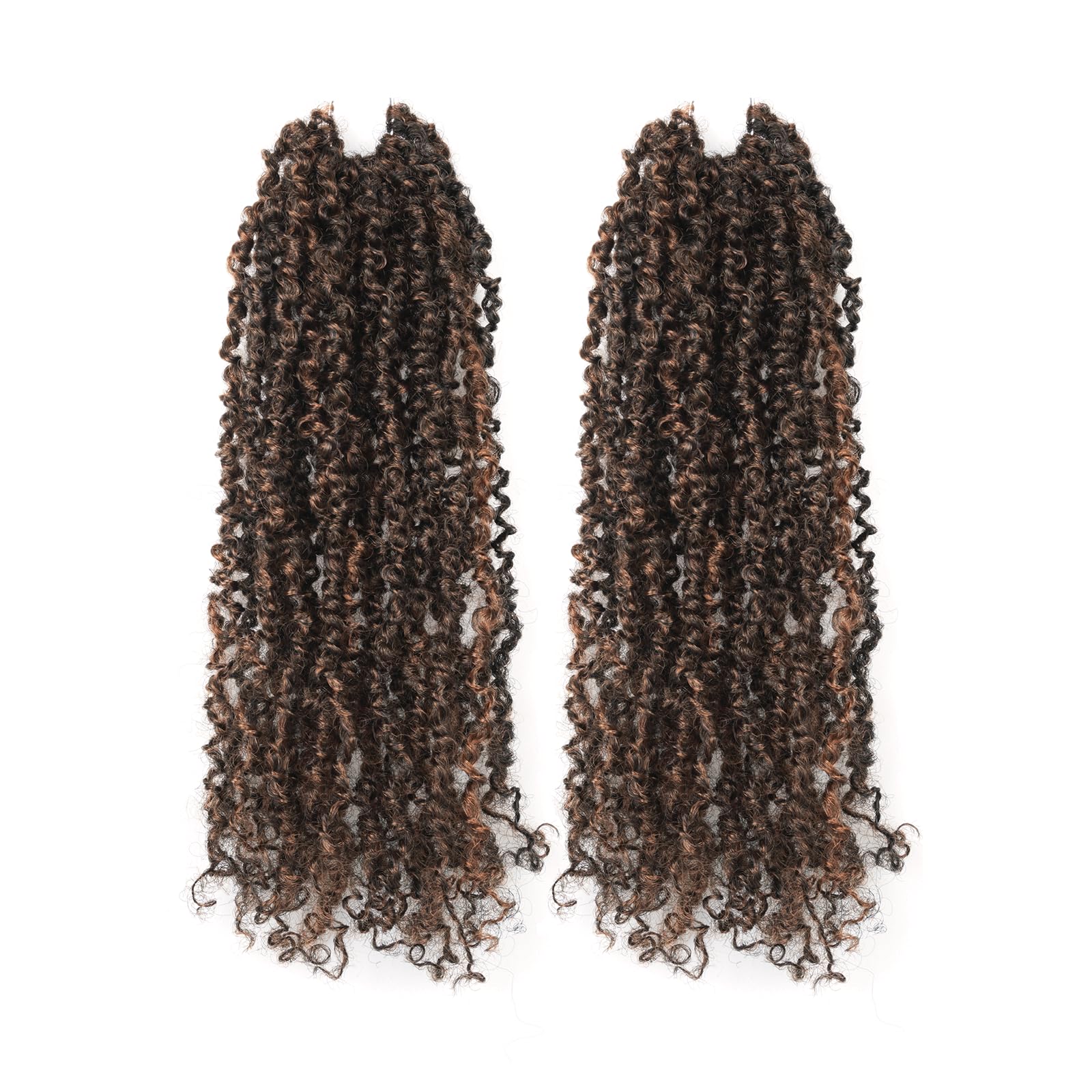 Toyotress Yanky Twist Crochet Hair - 14 Inch 2 Packs (30 Strands/Pcs) Fluffy Spring Mini Twist Passion Twist, Black Mix Brown Pre-Looped Crochet
