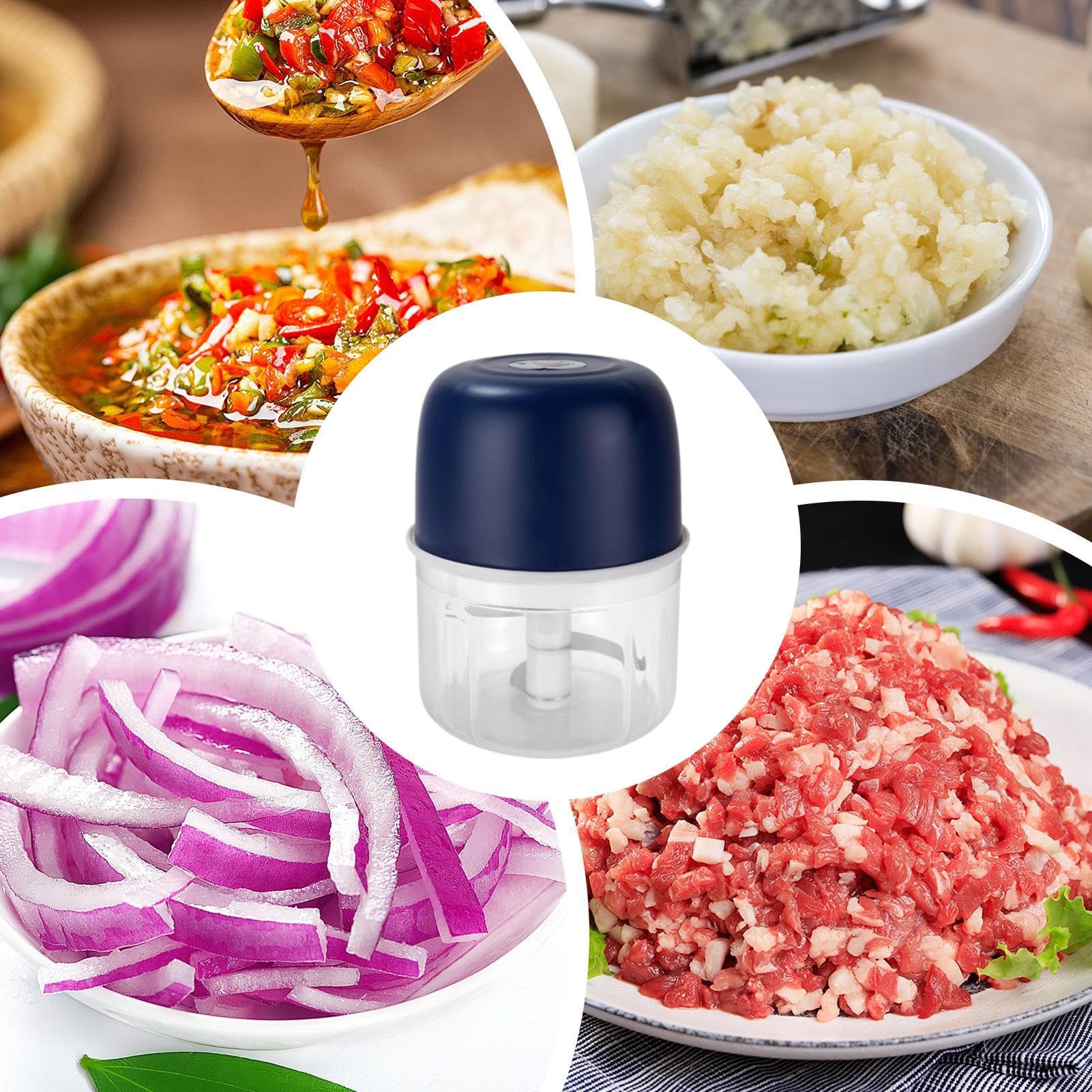 Picadora Eléctrica De Ajos - Triturador De Ajo Potente - Robot De Cocina Portátil Automático Multifunción Para Preparar Verduras Cebolla Jengibre Y Comida Para Bebés