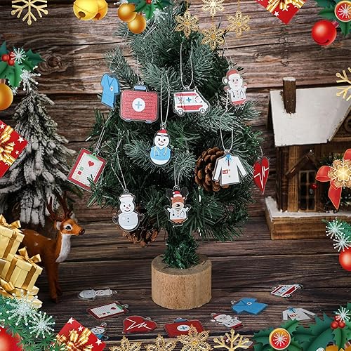 Miniatura 5 de Woanger 30 piezas de adornos médicos de Navidad, adornos médicos, asistente médico, decoración de mini médico, ambulancia, decoración de acrílico