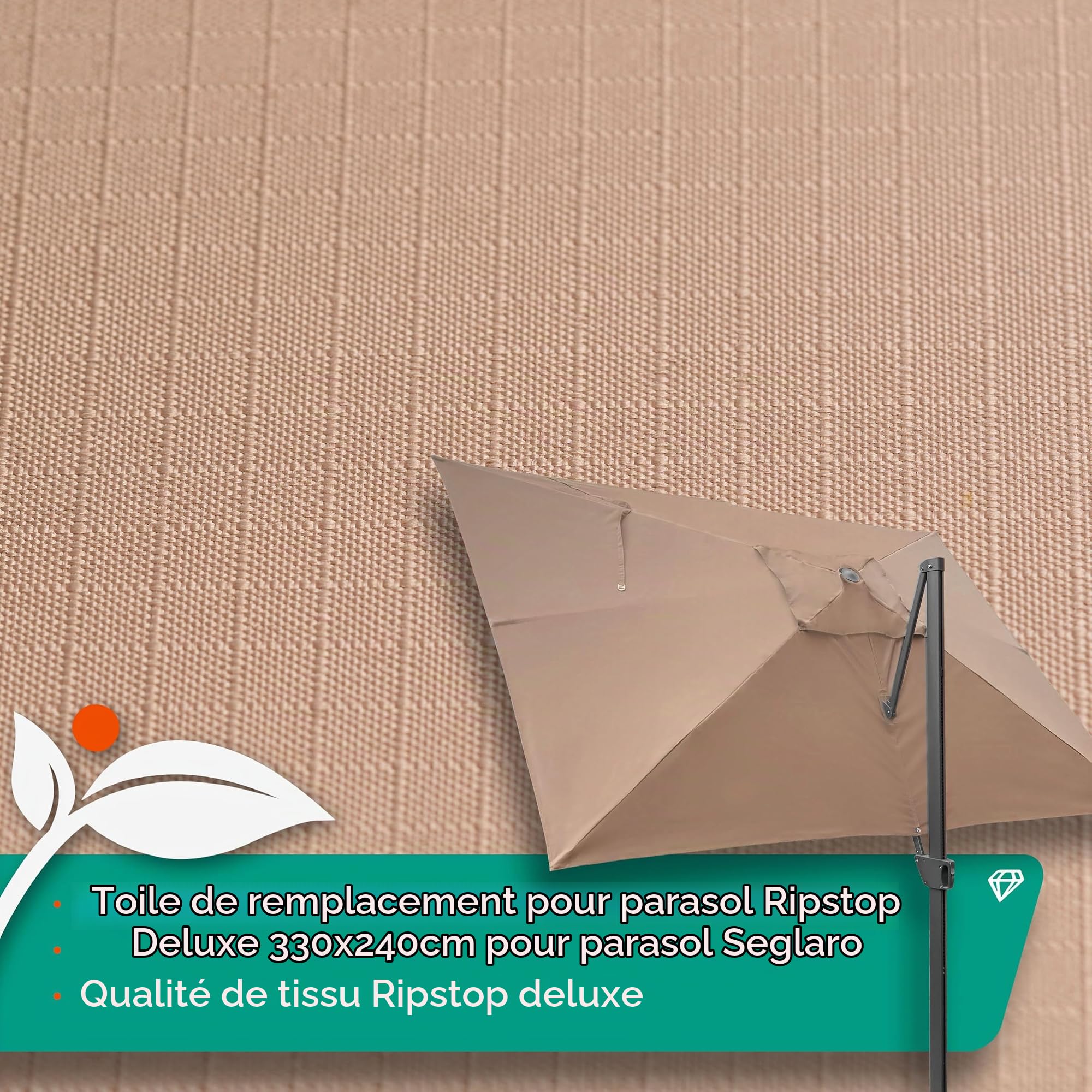 Housse de rechange pour parasol Seglarö/Seglaro Ripstop Deluxe 330 x 240 cm
