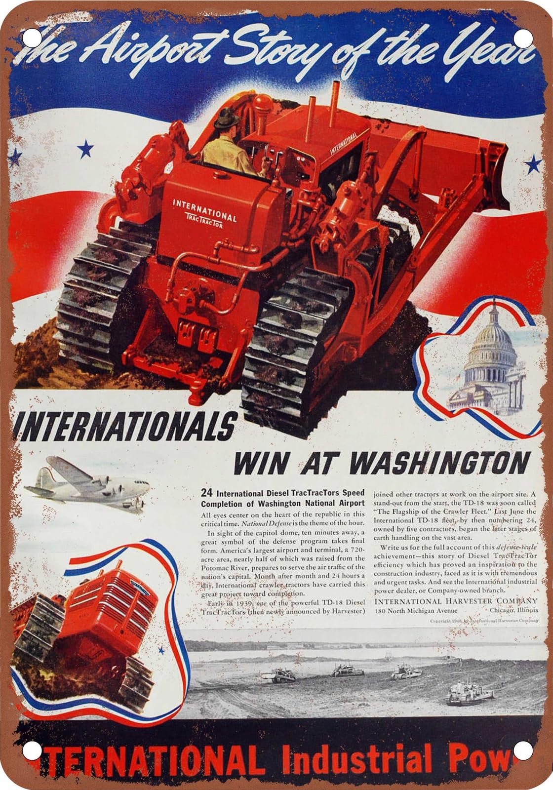 METAL SIGN - 1940 International Vintage Ad 0a - Old Retro Rusty Look home decor