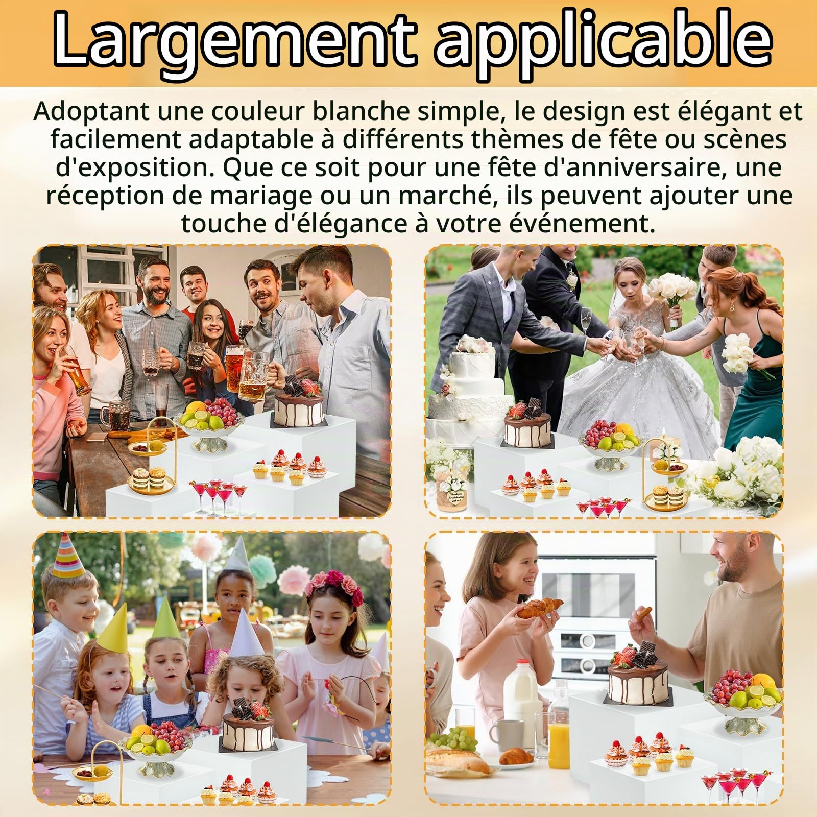 Presentoir Aperitif Buffet, Lot de 6 Présentoirs pour Gâteaux en Acrylique, Desserts, Objets de Collection, Bijoux, Support Cubique Emboîtable Boîte de Rangement pour Bonbons, Cosmétiques