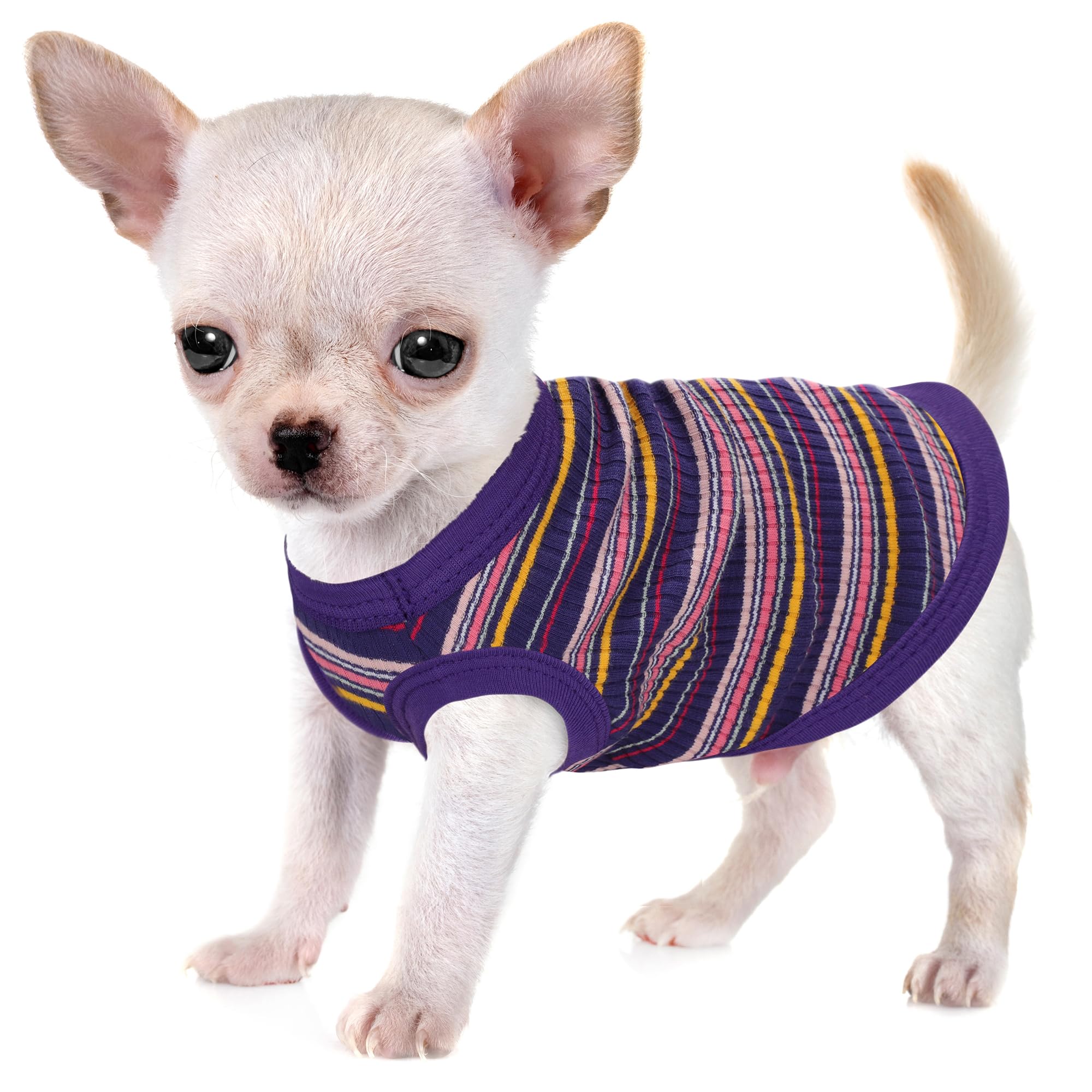 Elevate Your Pet's Comfort and Fashion: Premium 100% Cotton Rib Dog Shirt Vest for Small Breeds Like Chihuahuas, Yorkies, and Puppies .Year-Round