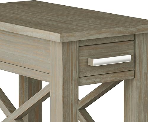 Miniatura 6 de SIMPLIHOME Kitchener - Mesa auxiliar rectangular de madera maciza de 14 pulgadas de ancho, contemporánea en gris envejecido con almacenamiento, 1