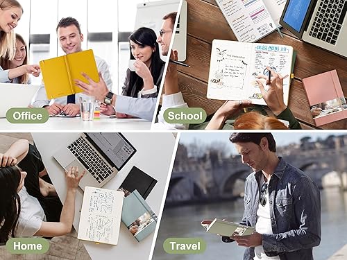 Miniatura 7 de EMSHO - Diario A5 de tapa dura con puntos, cuaderno de cuadrícula de puntos de 320 páginas para mujeres y hombres, papel grueso de 100 GSM, ideal