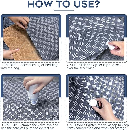 Miniatura 7 de Bolsas de sellado al vacío para ropa de viaje con bomba inalámbrica, bolsa organizadora de almacenamiento al vacío para equipaje, bolsas de embalaje