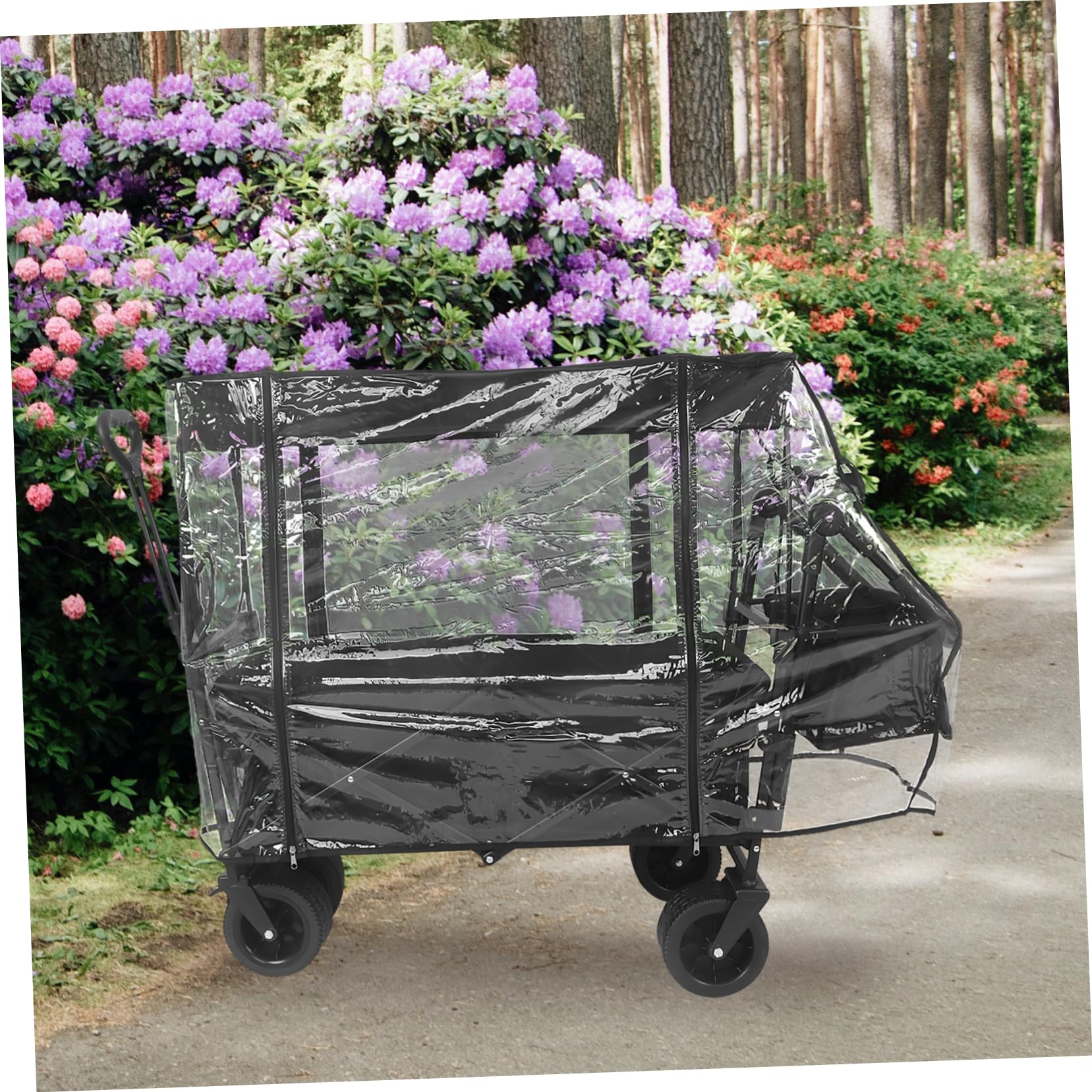 BESPORTBLE Transparente PVC Gartenwagen Abdeckung mit Zuverlässigem Regenschutz und Verschleißfestem Material für Outdoor Camping und Vielseitigen Schutz für Handwagen und Bollerwagen