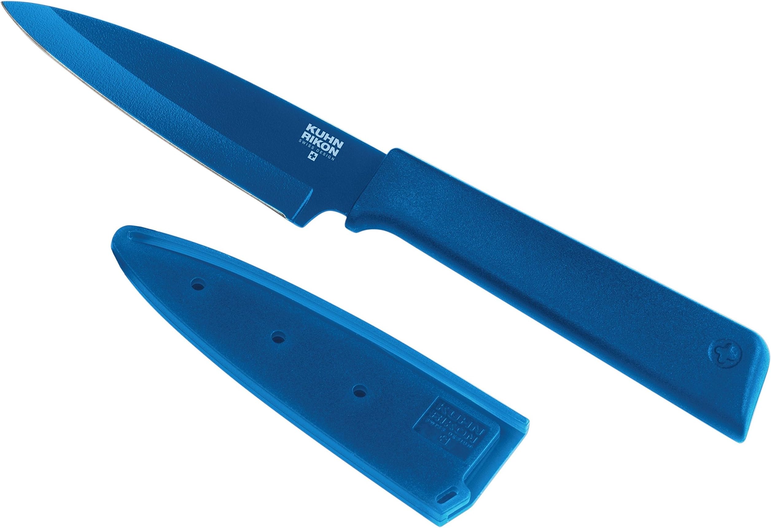 Kuhn Rikon 26603 Colori+ Non-Stick Paring Knife, Blue, Stainless Steel, 4", 10 cm