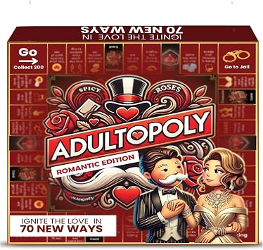 Adultopoly Couples Board Game - Romantic Date Night Game for Partners, Fun Relationship Building Activity, Anniversary and Valentines Day Gifts for Him or Her