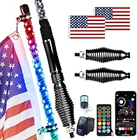 Vista 1 de Whip Lights Uemicip 2PCS - 2 luces LED RGB en espiral de 4 pies para UTV, con base de resorte App y control remoto inalámbrico RF, látigos de antena