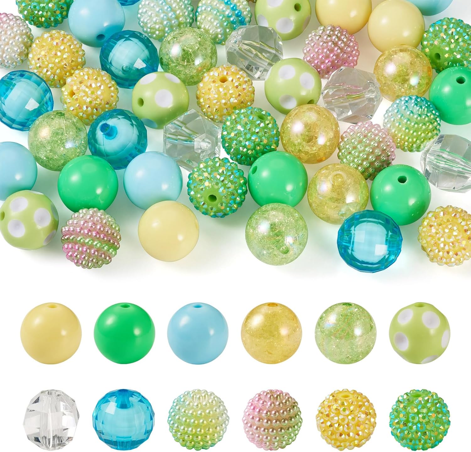 Amazon.co.jp Craftdady 60個 20mm グリーンバブルガムビーズ アクリルフォーカルビーズ チャンキーラウンド