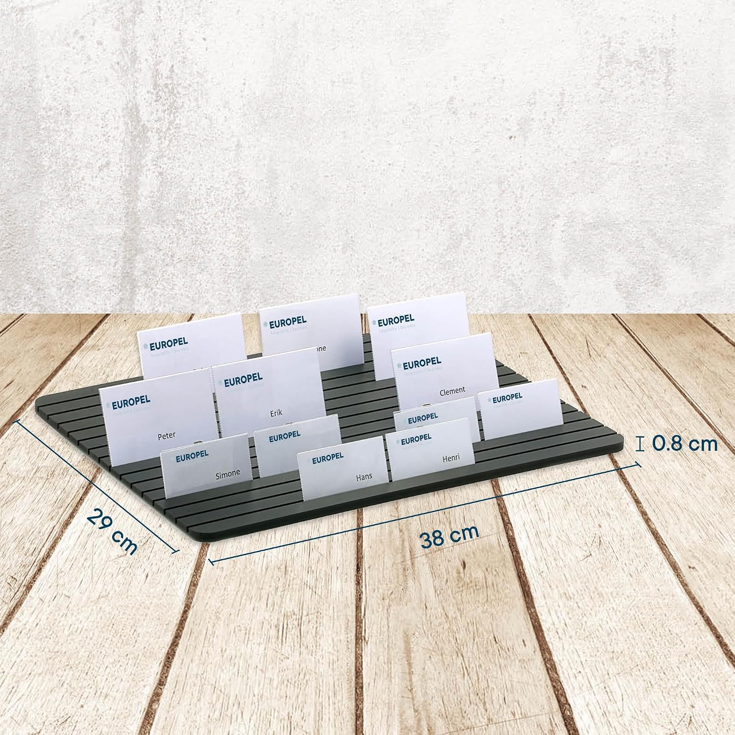EUROPEL Badge Tray with 15 Slots, Black Tray for Handing Out Badges, 8mm PVC Foam. 15 Slots 5mm Depth and 2,5mm Width. Suitable for 60 Badges 95x60mm or 75 Badges 745x40mm. Size Tray 290x390x8mm