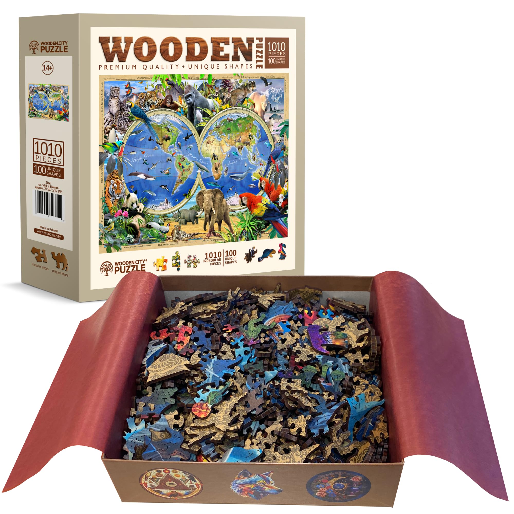 WOODEN.CITY Puzzle 1000 piezas de animales del reino, rompecabezas para adultos de madera de Howard Robinson