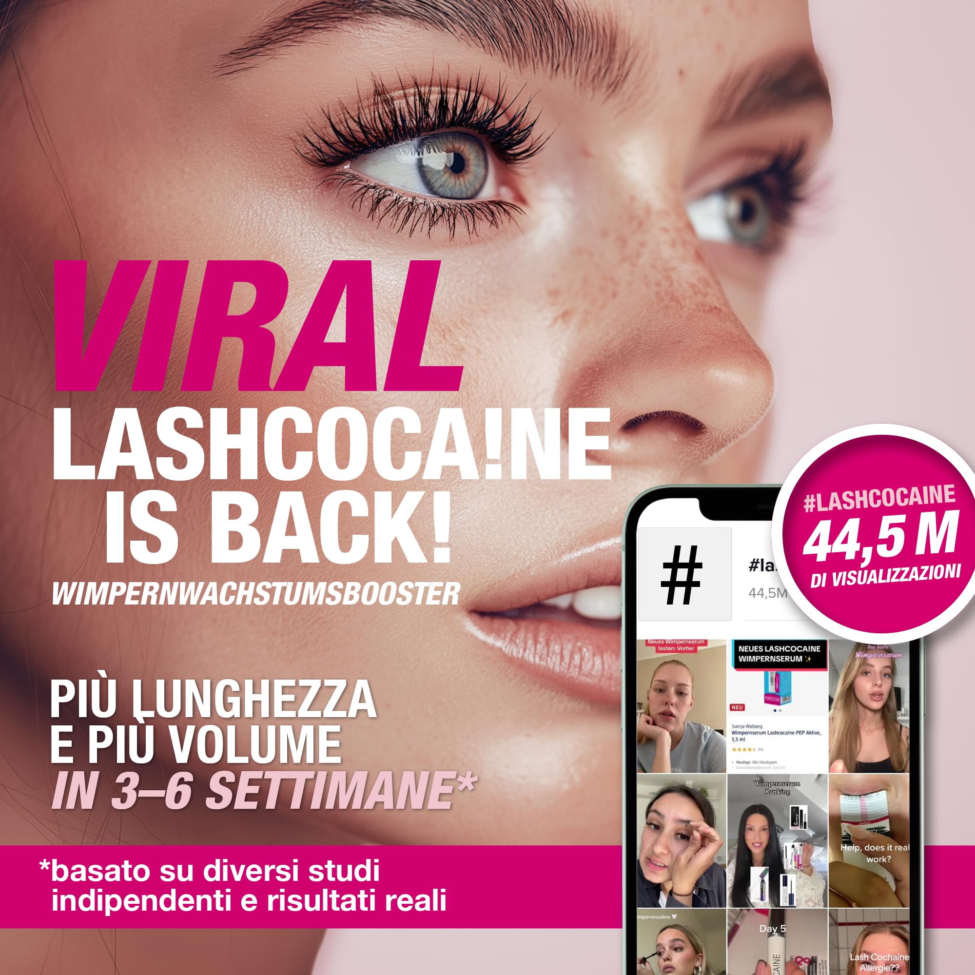 LASHCOCA!NE® siero professionale per ciglia più lunghe e piene | Siero vegano di Svenja Walberg per la crescita delle ciglia I Booster per l’allungamento rapido delle ciglia
