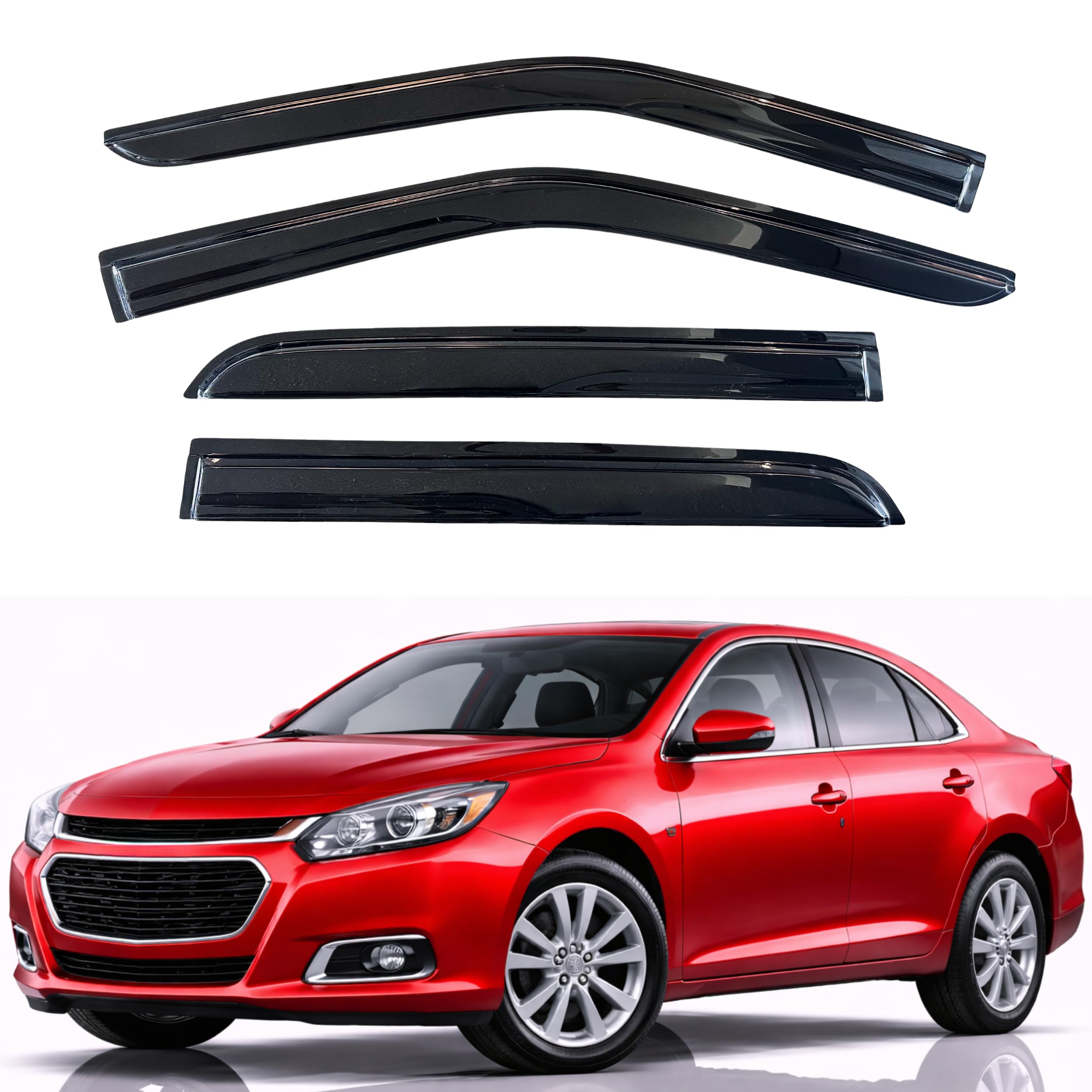 KPY Rain Guards Fit for 2013-2015 Chevrolet/Chevy Malibu, Out-Channel Window Visors Vent Wind Deflectors 4PC, Car Accessories for 2016 Malibu Limited