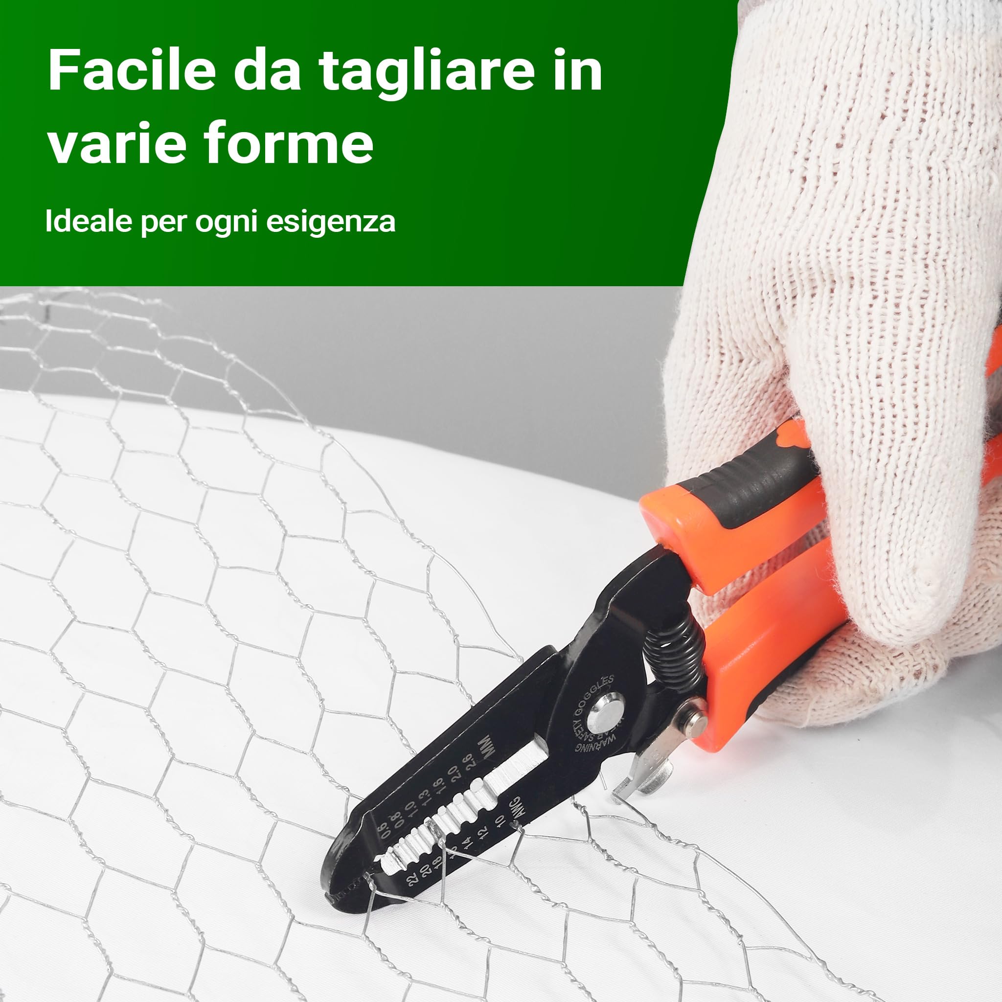Wiltec Rete metallica per recinzione, voliere, gabbie, rete zincata 1 x 25 m, maglia esagonale da 50 mm, in acciaio zincato, resistente alle intemperie