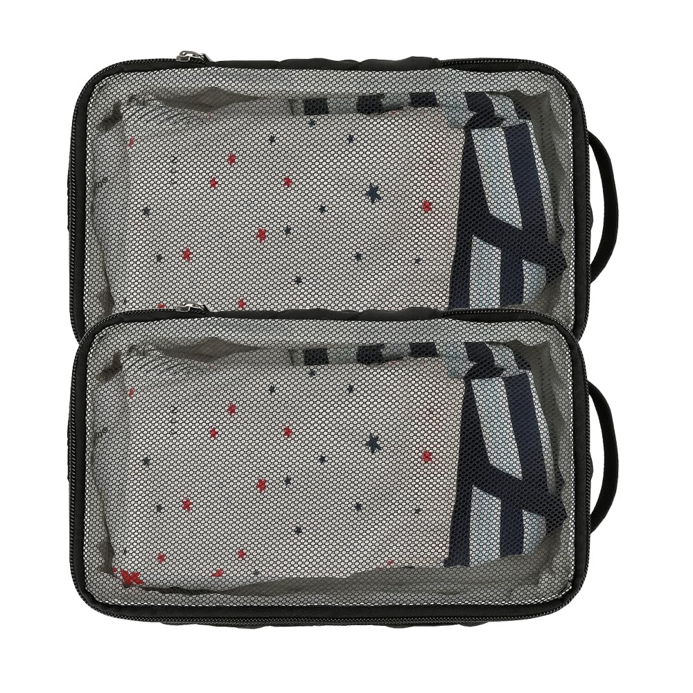 MOMIGO Baby Diaper Bag Organizer Pouches - 2 Pack Waterproof Pod Hanging Diaper Bag Mesh Bag Reusable, Washable or Baby Cloth Diapers (Black)