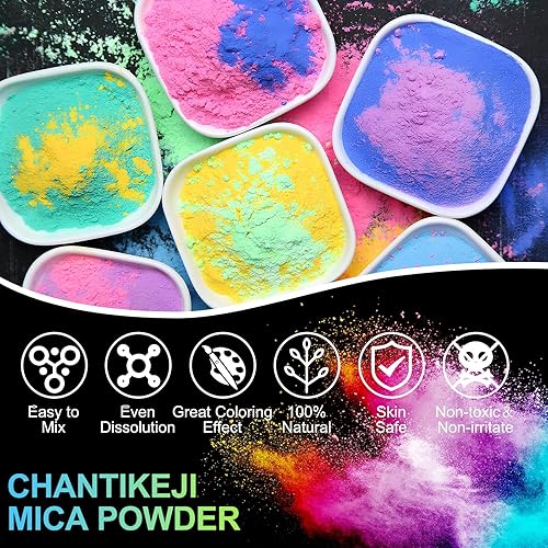 Miniatura 6 de CHANGTIKEJI Polvo de mica para resina epoxi 9.88 oz  70 colores pigmento perlado en polvo  fácil de mezclar y natural para hacer jabón, velas,