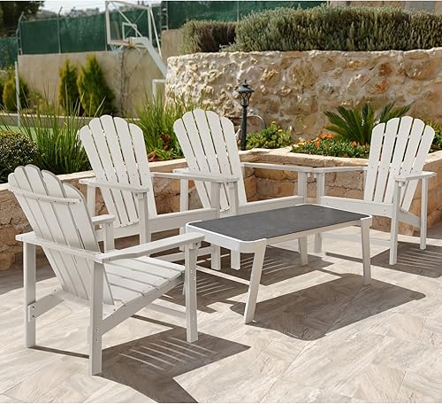Miniatura 7 de Silla Adirondack Apilable, Sillas para Hoguera de HDPE para Todo Clima que Ahorran Espacio para Césped Porche Terraza al Aire Libre