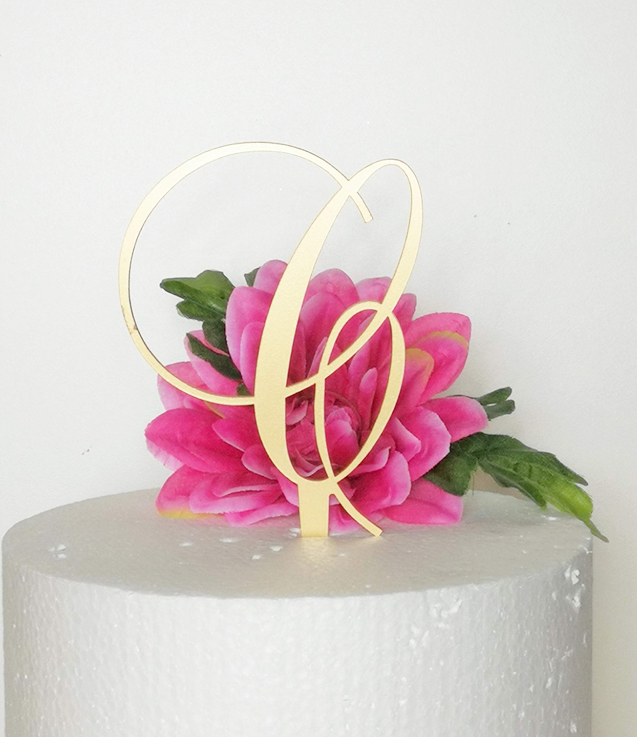 Forbes Favors Monogram Acrylic Letter Cake Toppers In Brushed Gold or Brushed Silver A B C D E F G H I J K L M N O P R S T U V W Letter C Gold