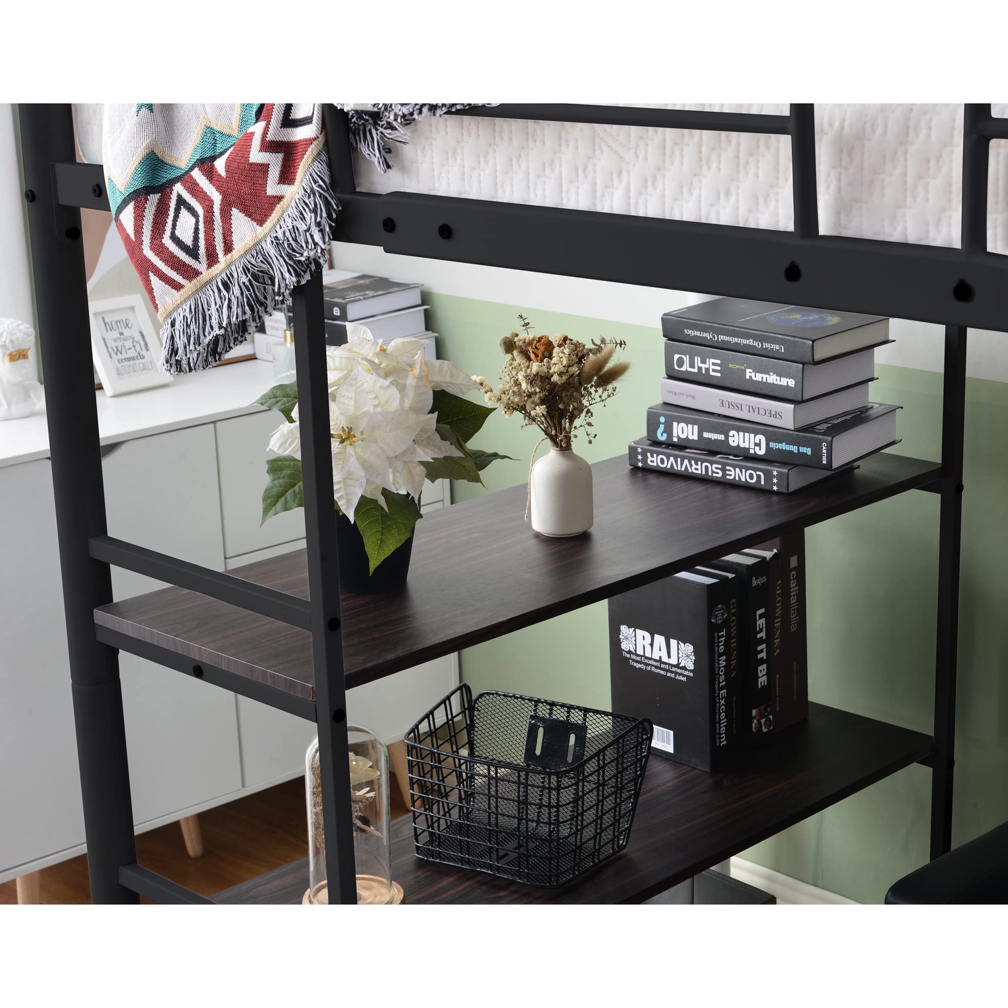 Amazon｜ロフトベッド 大人用 多機能収納棚 コンセント付き 空間