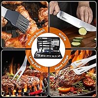 Vista 5 de Juego de 28 accesorios para parrilla de barbacoa de acero inoxidable, regalos para hombres, cumpleaños, día del padre, kit de herramientas