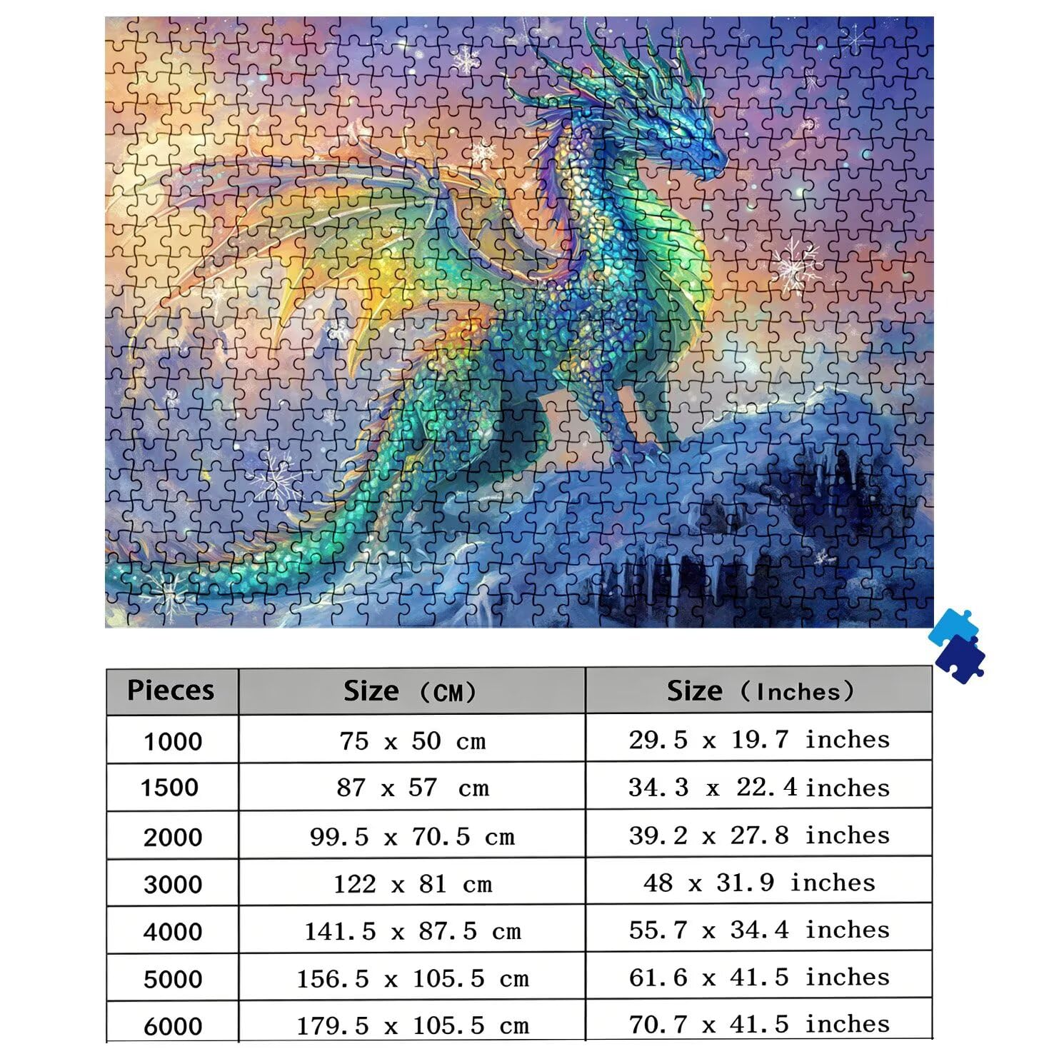 Puzzle 6000 elementów, drewniane puzzle dla dorosłych marzenie smoki Impossible klasyczne puzzle Jigsaw Puzzle 179,5 x 105,5 cm, gra rodzinna, puzzle redukujące stres, gra myśląca, dekoracja domu w0