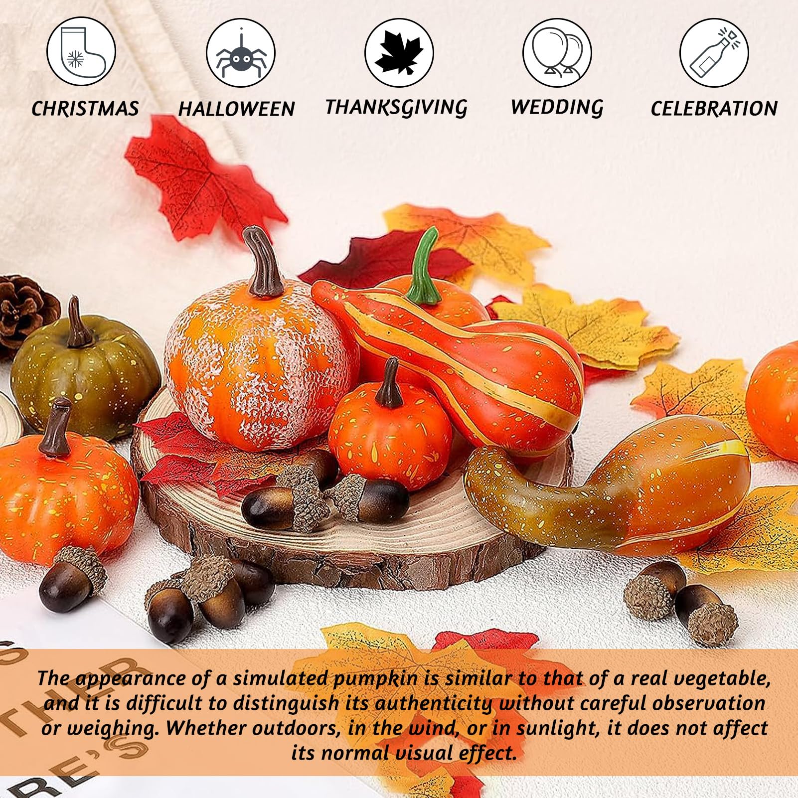 SMZhomeone Herbst-Deko Set 50 Teile - Mini-Kürbisse & Tannenzapfen Für Thanksgiving