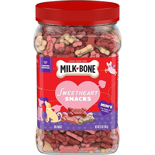 Milk-Bone Sweetheart Snacks Mini’s Dog Treats, 25 oz. Canister (Pack of 6)