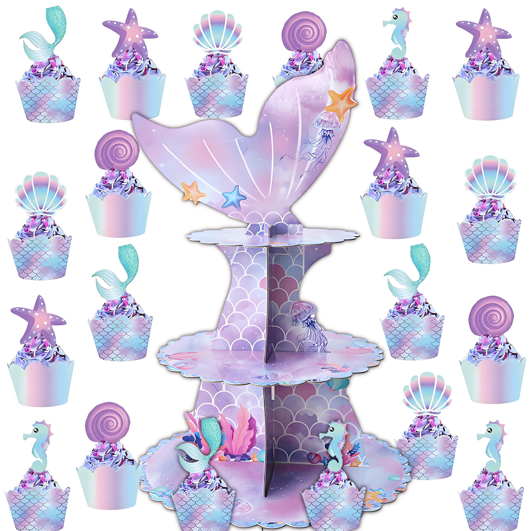 3 Tier Cake Stand, Cupcake Tower, 20PCS Cake Surround Birthday Party Decoration