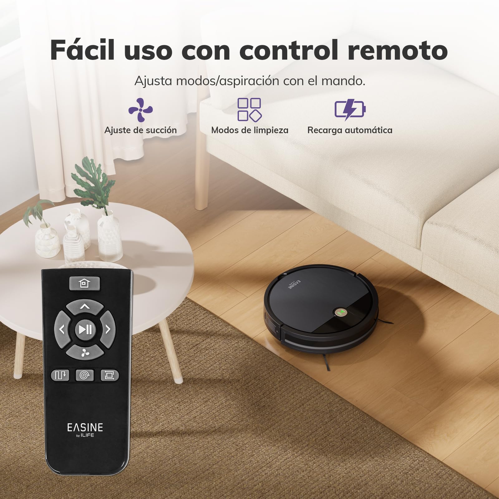 E3 Robot Aspirador Ultrafino sin Enredos para Pelo de Mascotas | Autonomía 120min, Programable, Autocarga, Sensor Anticaida, Cepillos Dobles, Suelos y Alfombras, con Mando a Distancia, Negro
