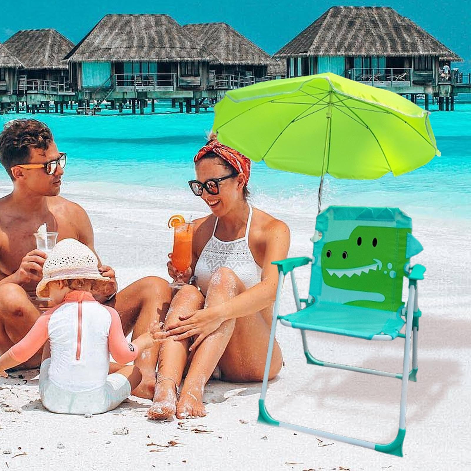 Silla De Playa para Niños con Sombrilla - Silla De con Sombrilla Incluida,Asiento Portátil para Exterior, Jardín, Piscina Y Picnic