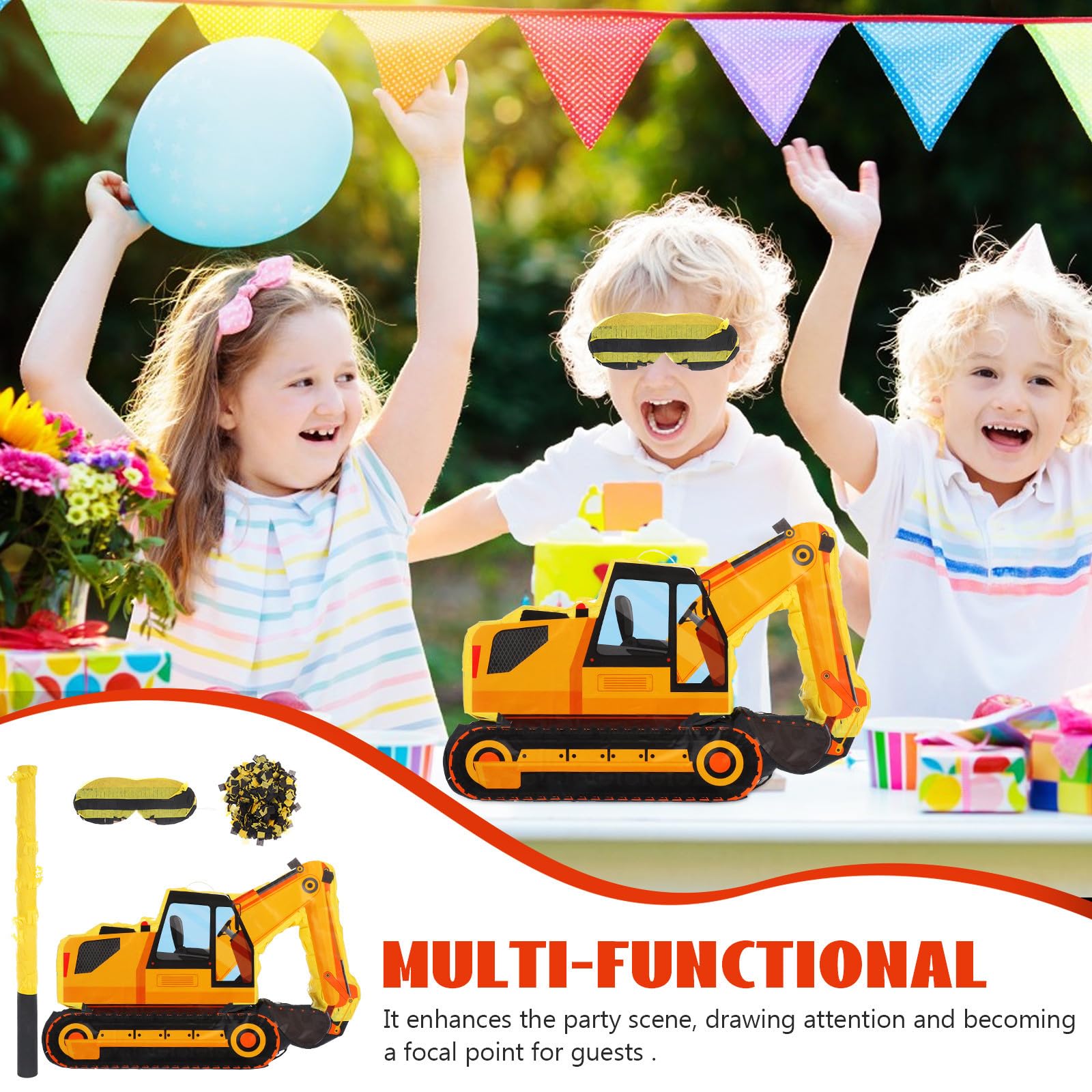 Piñata de Excavadora para Cumpleaños Infantil, 1 Set de Papel